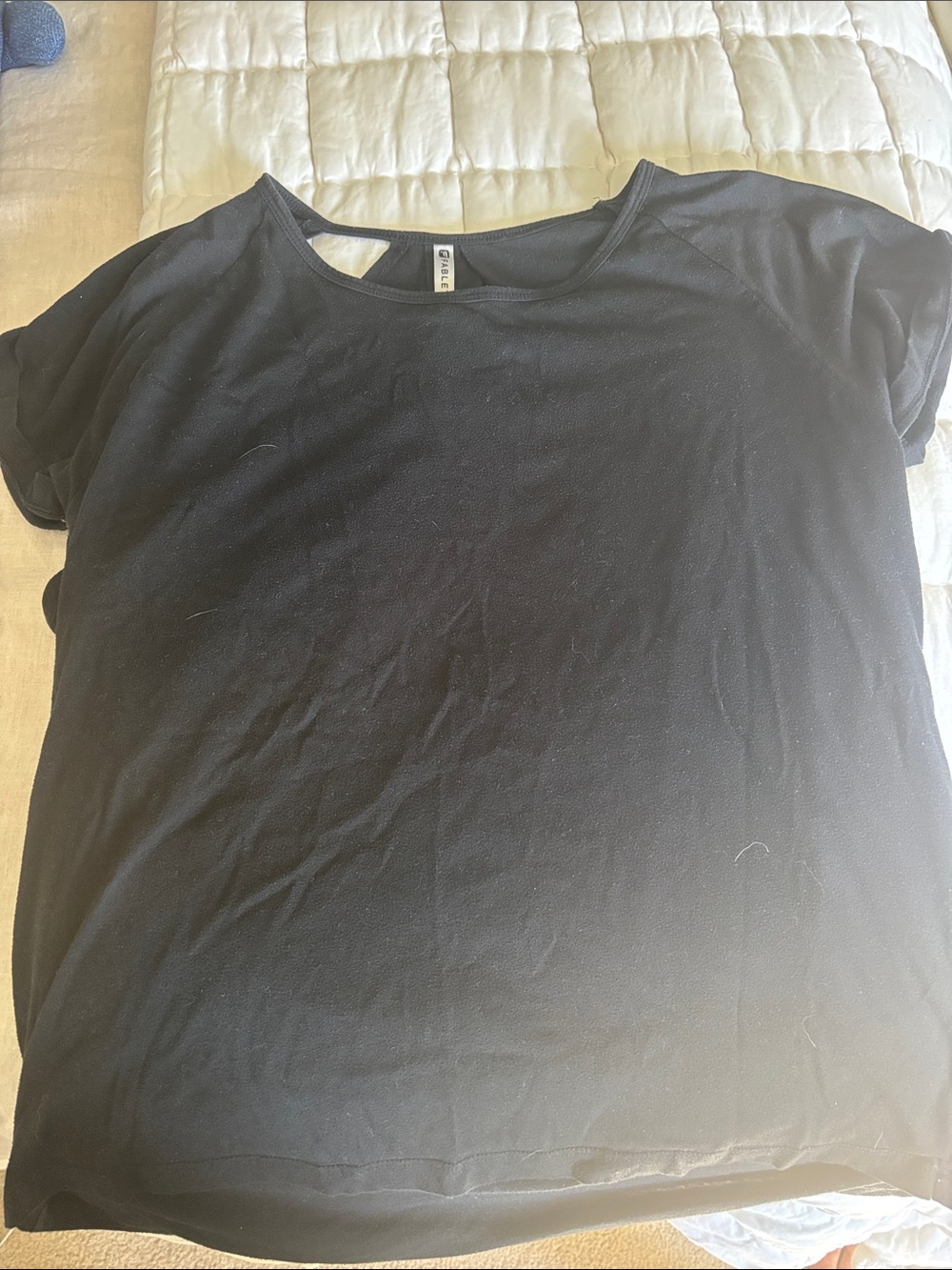 Fabletics Black T-Shirt with Cut Out